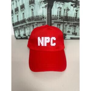 NPC 8-Bit Pixel Font Embroidered Baseball Cap - Bold Red Gamer Dad Hat